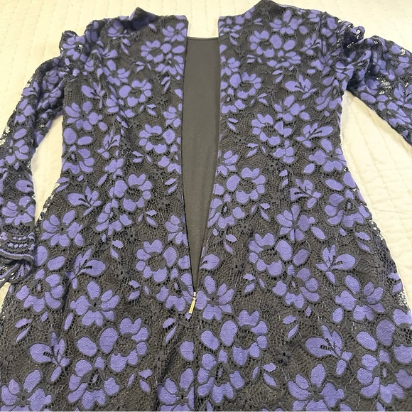 DKNY Elegant Floral Lace Long Sleeve Dress in Purple - Picture 11 of 15